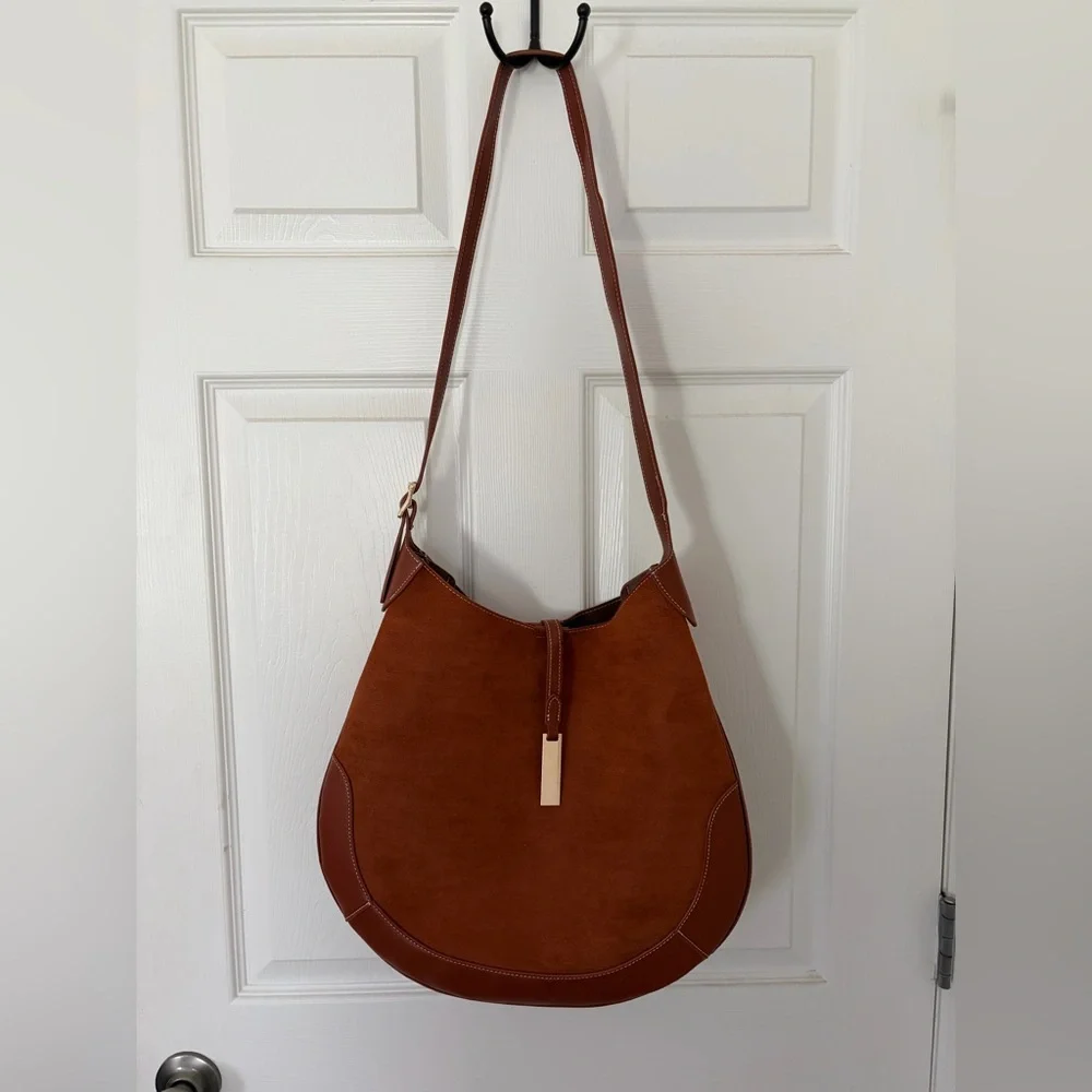 NWOT Brown Suede & Leather Bag